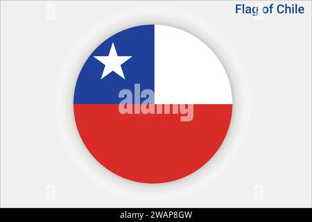 High detailed flag of Chile. National Chile flag. South America. 3D illustration. Stock Vector