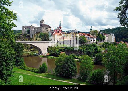 Castle, Loket, district, Sokolov, region, Karlovarsky kraj, Czech Republic, Loket, Karlovy Vary, Czech Republic, Europe Stock Photo