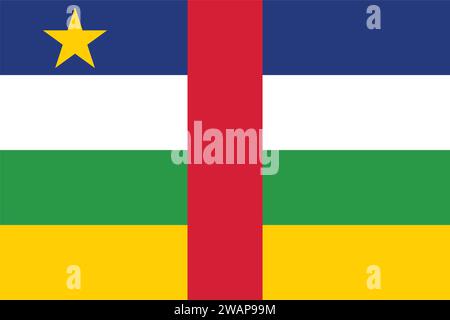 High detailed flag of Central-African Republic. National Central-African Republic flag. Africa. 3D illustration. Stock Vector