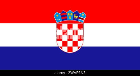 High detailed flag of  Croatia. National  Croatia flag. Europe. 3D illustration. Stock Photo