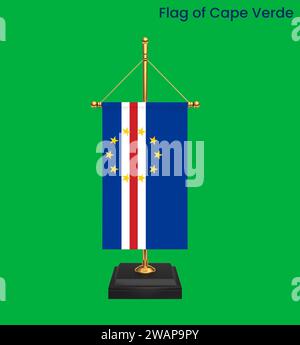 High detailed flag of Cape Verde. National Cape Verde flag. Africa. 3D illustration. Stock Photo