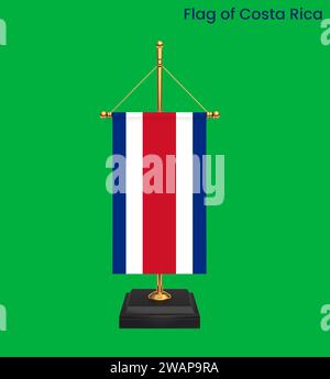 High detailed flag of Costa Rica. National Costa Rica flag. North America. 3D illustration. Stock Photo