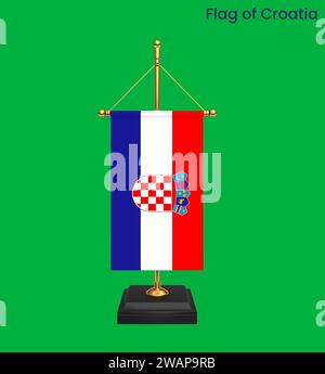 High detailed flag of  Croatia. National  Croatia flag. Europe. 3D illustration. Stock Photo