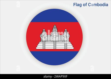 High detailed flag of Cambodia. National Cambodia flag. Asia. 3D illustration. Stock Vector