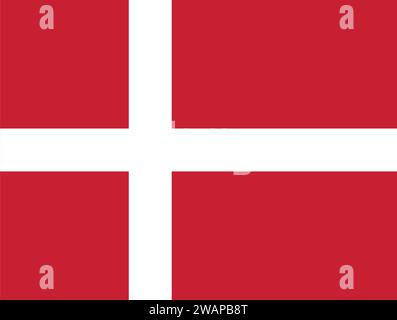 High detailed flag of Denmark. National Denmark flag. Europe. 3D illustration. Stock Vector