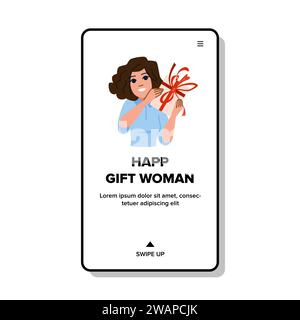 box happy gift woman vector Stock Vector