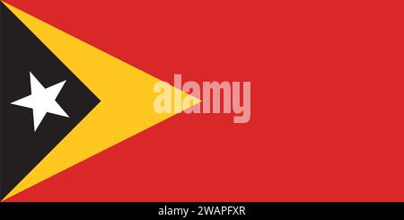 High detailed flag of East Timor. National East Timor flag. Asia. 3D illustration. Stock Vector