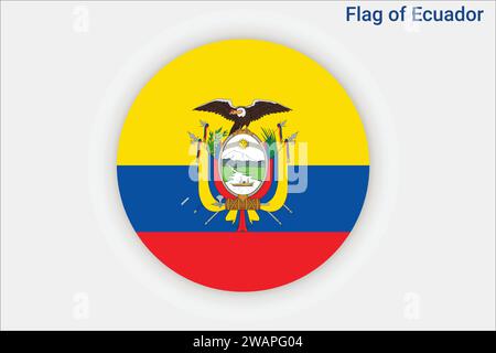 High detailed flag of Ecuador. National Ecuador flag. South America. 3D illustration. Stock Vector