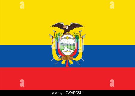 High detailed flag of Ecuador. National Ecuador flag. South America. 3D illustration. Stock Vector