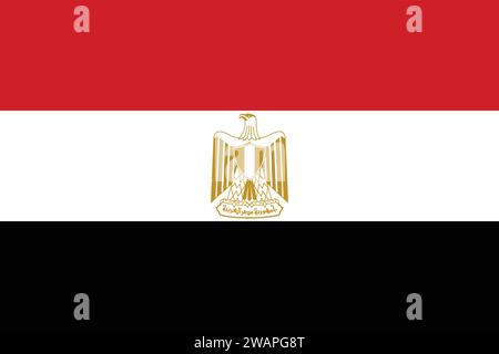 High detailed flag of Egypt. National Egypt flag. Africa. Asia. 3D illustration. Stock Vector