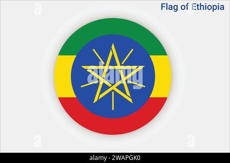 High detailed flag of Ethiopia. National Ethiopia flag. Africa. 3D illustration. Stock Vector