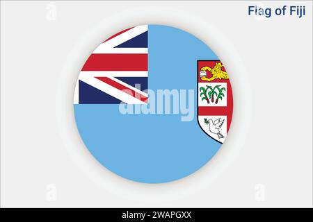 High detailed flag of Fiji. National Fiji flag. Oceania. 3D illustration. Stock Vector