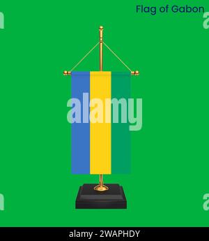 High detailed flag of Gabon. National Gabon flag. Africa. 3D illustration. Stock Photo