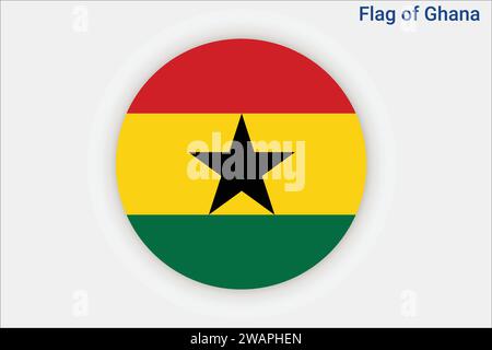 High detailed flag of Ghana. National Ghana flag. Africa. 3D illustration. Stock Vector