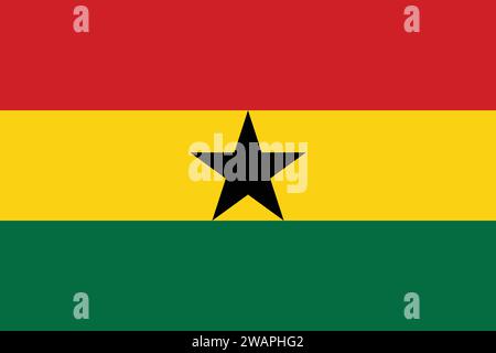 High detailed flag of Ghana. National Ghana flag. Africa. 3D illustration. Stock Vector