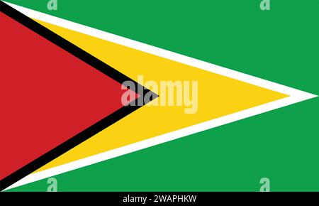 High detailed flag of Guyana. National Guyana flag. South America. 3D illustration. Stock Vector