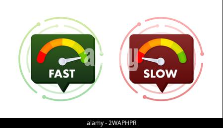 Network Speed Test Indicators Showing Fast and Slow Speeds, Vector Illustration for Internet Connection and Performance Analysis Stock Vector