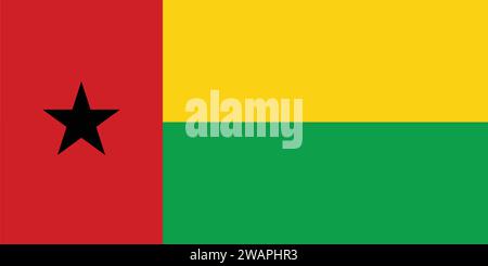 High detailed flag of Guinea-Bissau. National Guinea-Bissau flag. Africa. 3D illustration. Stock Vector