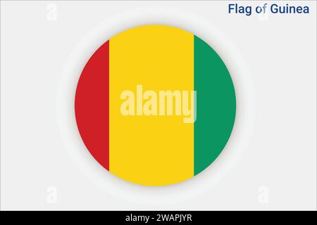 High detailed flag of Guinea. National Guinea flag. Africa. 3D illustration. Stock Vector