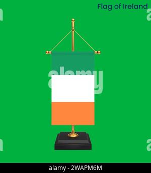 High detailed flag of Ireland. National Ireland flag. Europe. 3D illustration. Stock Photo