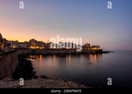 the splendid afternoon panorama that can be enjoyed from a panoramic point of Ortigia, the tourist pearl of Syracuse Stock Photo