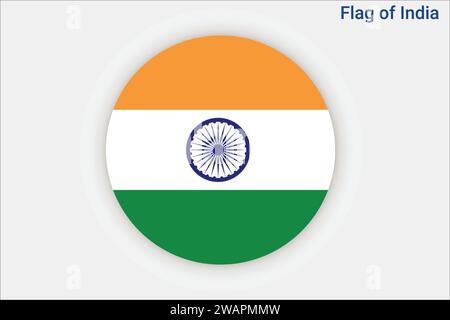 High detailed flag of India. National India flag. Asia. 3D illustration. Stock Vector