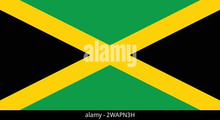High detailed flag of Jamaica. National Jamaica flag. North America. 3D illustration. Stock Vector