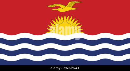High detailed flag of Kiribati. National Kiribati flag. Oceania. 3D illustration. Stock Vector