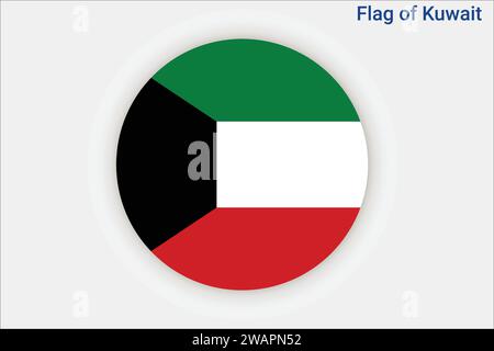 High detailed flag of Kuwait. National Kuwait flag. Asia. 3D illustration. Stock Vector