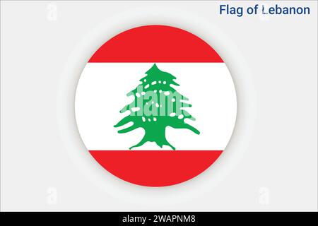 High detailed flag of Lebanon. National Lebanon flag. Asia. 3D illustration. Stock Vector