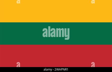 High detailed flag of Lithuania. National Lithuania flag. Europe. 3D illustration. Stock Vector