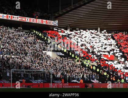 Sunderland, UK. 6th Jan, 2024. Both sets of fans display their colours before the The FA Cup match at the Stadium Of Light, Sunderland. Picture credit should read: Nigel Roddis/Sportimage Credit: Sportimage Ltd/Alamy Live News Stock Photo