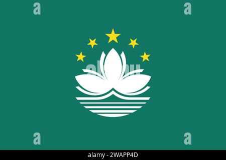 High detailed flag of Macau. National Macau flag. Asia. 3D illustration. Stock Vector