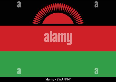 High detailed flag of Malawi. National Malawi flag. Africa. 3D illustration. Stock Vector