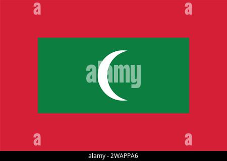 High detailed flag of Maldives. National Maldives flag. Asia. 3D illustration. Stock Vector