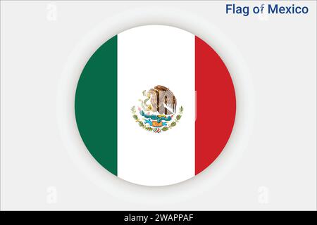 High detailed flag of Mexico. National Mexico flag. Europe. 3D illustration. Stock Vector