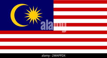 High detailed flag of Malaysia. National Malaysia flag. Asia. 3D illustration. Stock Photo