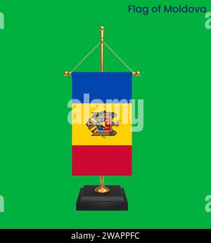 High detailed flag of Moldova. National Moldova flag. Europe. 3D illustration. Stock Photo