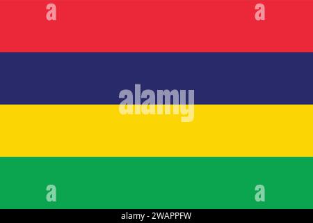 High detailed flag of Mauritius. National Mauritius flag. Africa. 3D illustration. Stock Vector