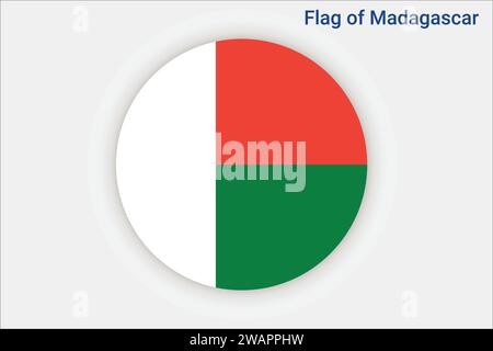 High detailed flag of Madagascar. National Madagascar flag. Africa. 3D illustration. Stock Vector