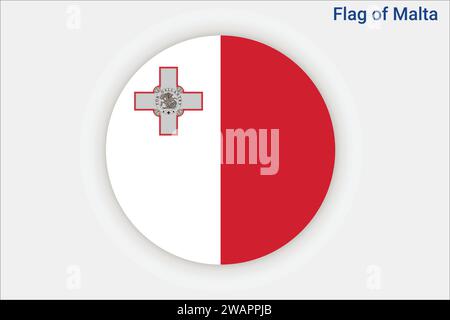 High detailed flag of Malta. National Malta flag. Europe. 3D illustration. Stock Vector