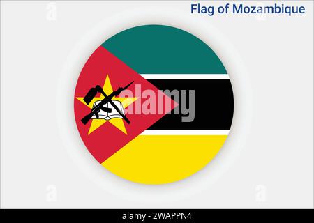 High detailed flag of Mozambique. National Mozambique flag. Africa. 3D illustration. Stock Vector