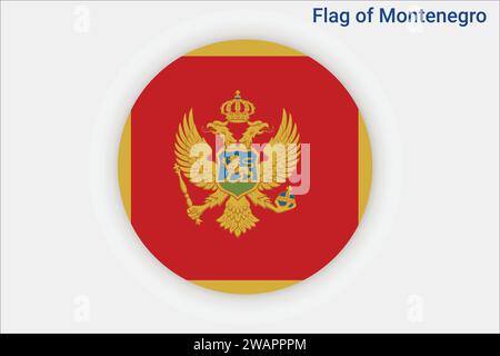 High detailed flag of Montenegro. National Montenegro flag. Europe. 3D illustration. Stock Vector