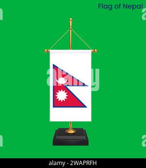 High detailed flag of Nepal. National Nepal flag. Asia. 3D illustration. Stock Photo