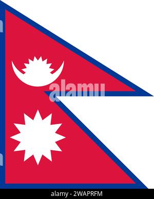 High detailed flag of Nepal. National Nepal flag. Asia. 3D illustration. Stock Photo