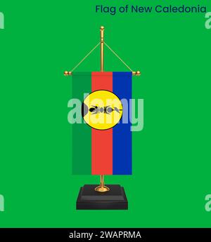 High detailed flag of New Caledonia. National New Caledonia flag. Oceania. 3D illustration. Stock Photo