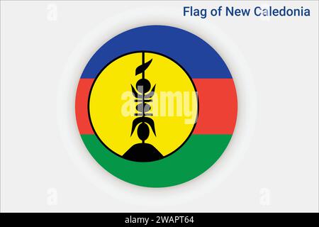 High detailed flag of New Caledonia. National New Caledonia flag. Oceania. 3D illustration. Stock Vector