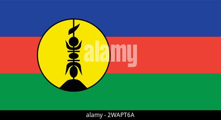 High detailed flag of New Caledonia. National New Caledonia flag. Oceania. 3D illustration. Stock Vector