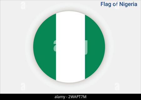 High detailed flag of Nigeria. National Nigeria flag. Africa. 3D illustration. Stock Vector