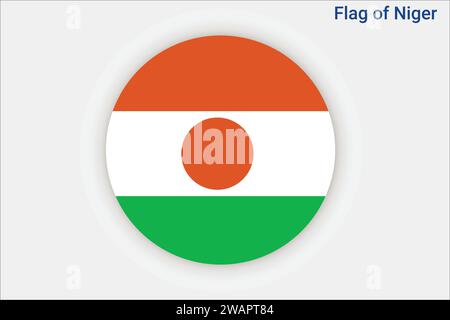 High detailed flag of Niger. National Niger flag. Africa. 3D illustration. Stock Vector